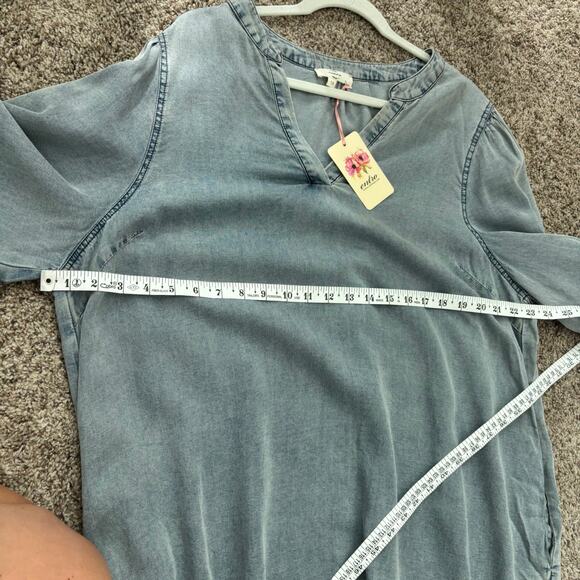 NWT Entro Women’s Sawyer Denim Shirt Dress Sz 1X Chambray Comfy Travel - Picture 9 of 15